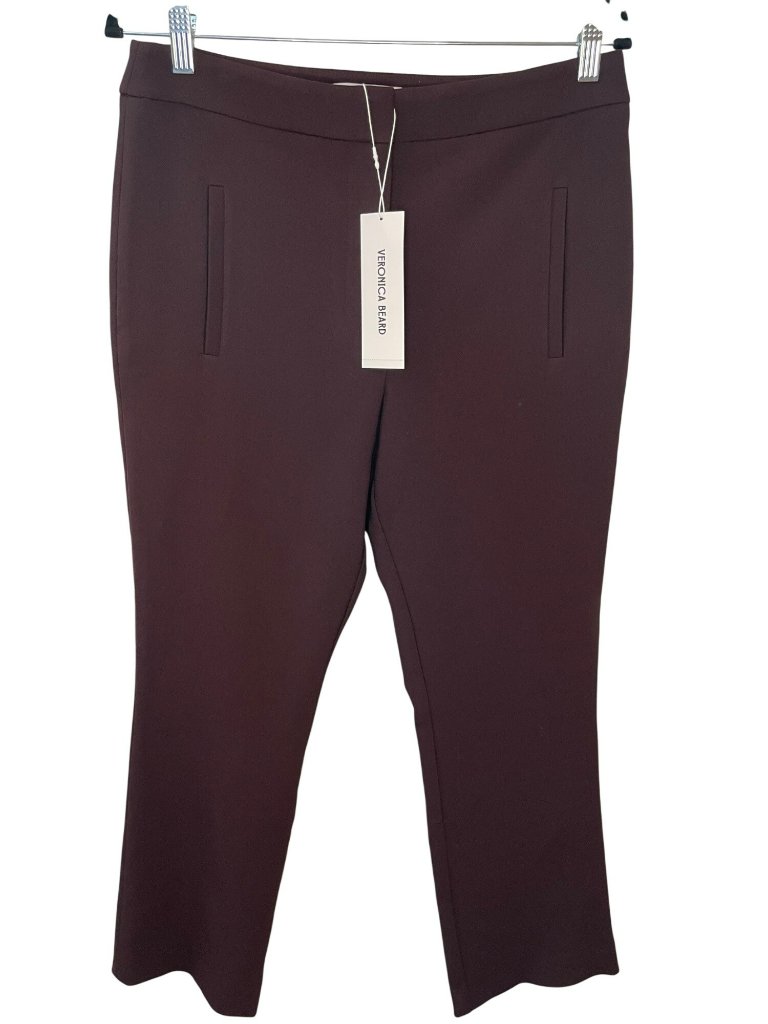 Veronica Beard Arte Pant Dark Currant Size 10 Slim Fit Msrp$498 Nwt